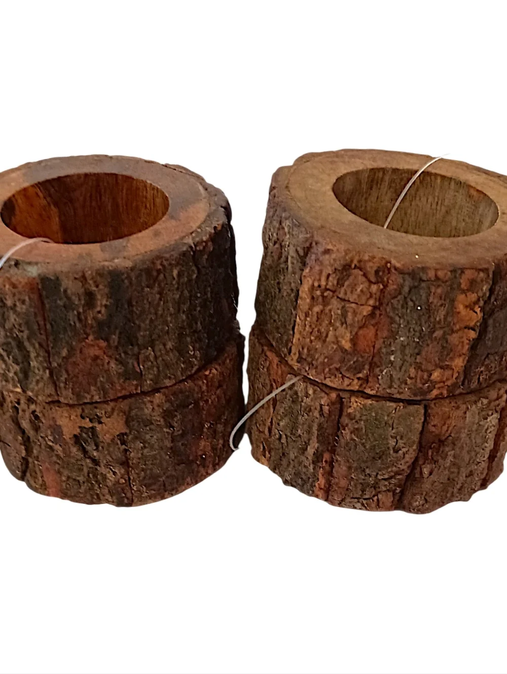 4‎ Natural Wood Bark Live Edge Napkin Rings Rustic Farmhouse Party Events Cabin